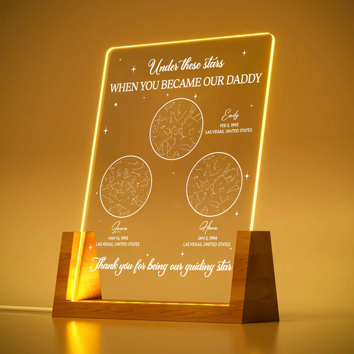 Under These Stars - Personalized Custom Plaque With Walnut Base - Image 5