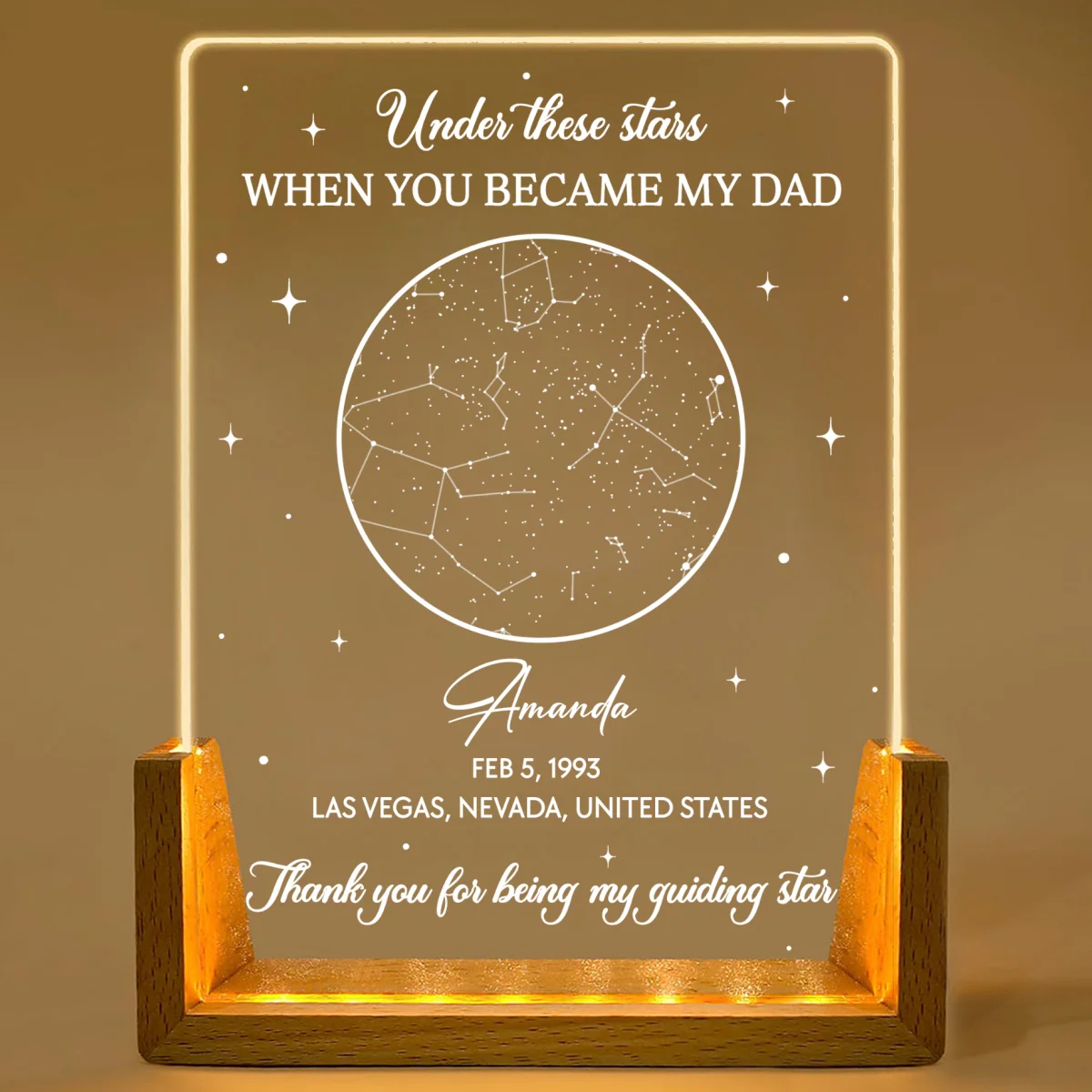 Under These Stars - Personalized Custom Plaque With Walnut Base - Image 7