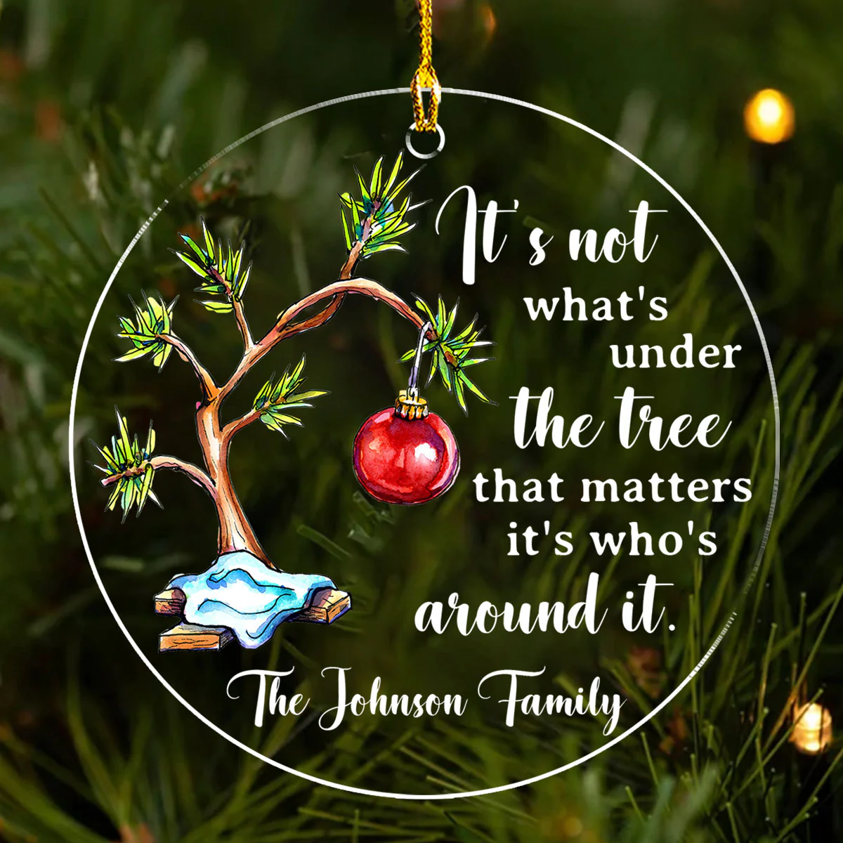 Under Tree Christmas - Personalized Custom Acrylic Ornament - Image 2