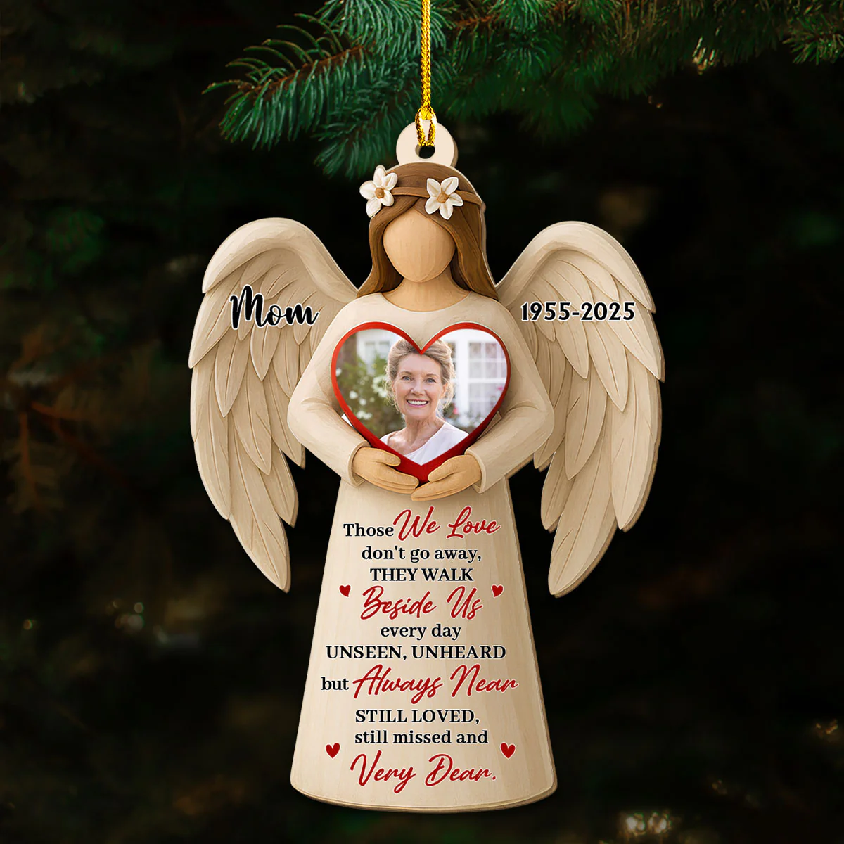 Unseen But Always Near - Personalized Custom Wood Ornament - Image 2