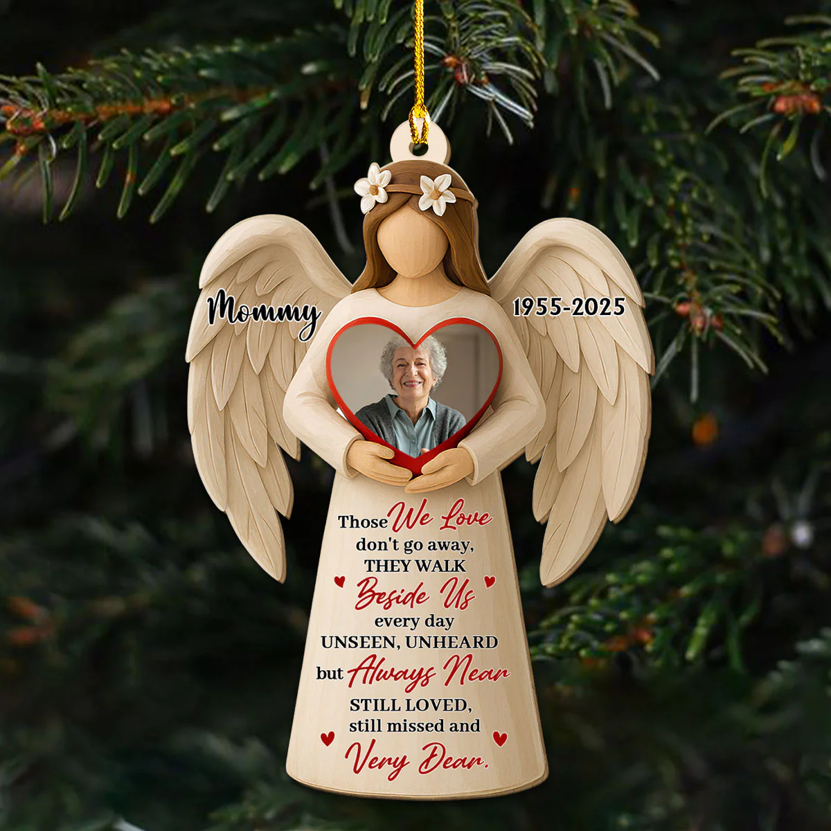 Unseen But Always Near - Personalized Custom Wood Ornament - Image 5