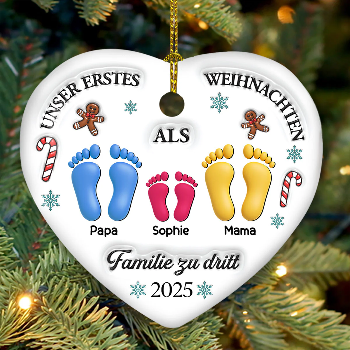 Unser erstes Weihnachten – Personalisierter Herz-Keramikanhänger mit 3D-Effekt - Image 4