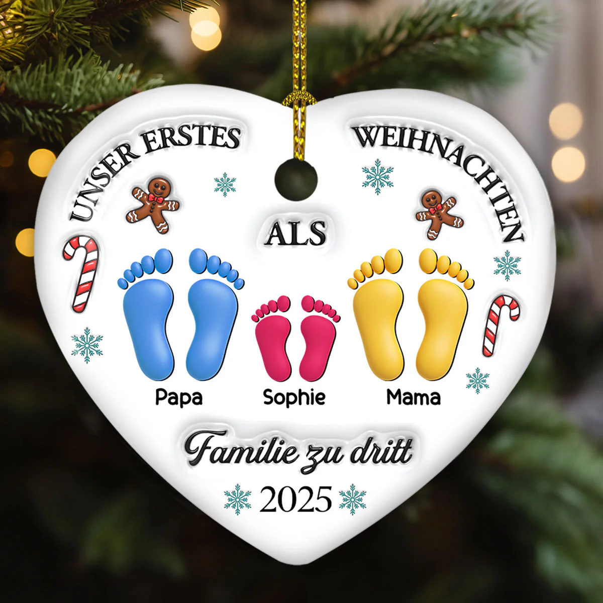 Unser erstes Weihnachten – Personalisierter Herz-Keramikanhänger mit 3D-Effekt - Image 5