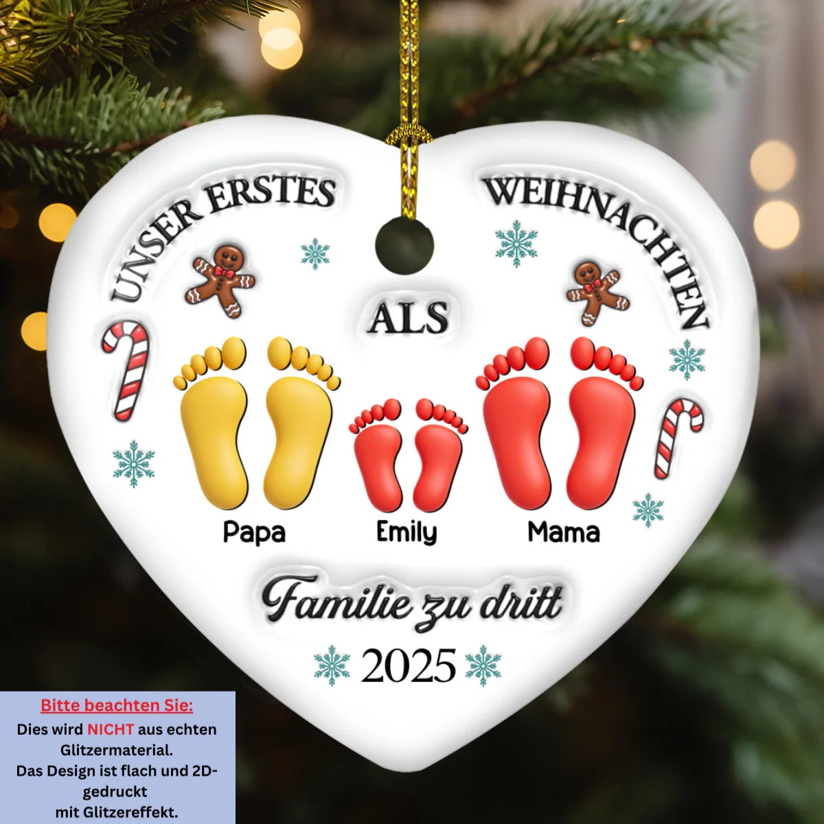 Unser erstes Weihnachten – Personalisierter Herz-Keramikanhänger mit 3D-Effekt - Image 6