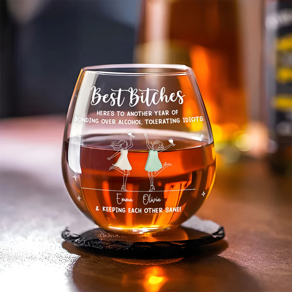 Until We Are Old - Personalized Custom Wine Glass - Image 2