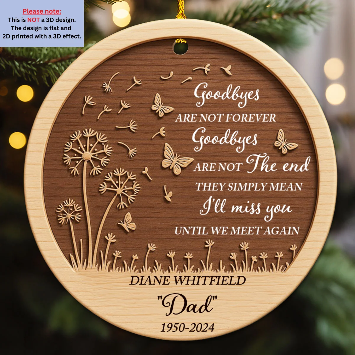 Until We Meet Again Someday - Personalized Custom 3D Effect Wood Ornament - Image 5