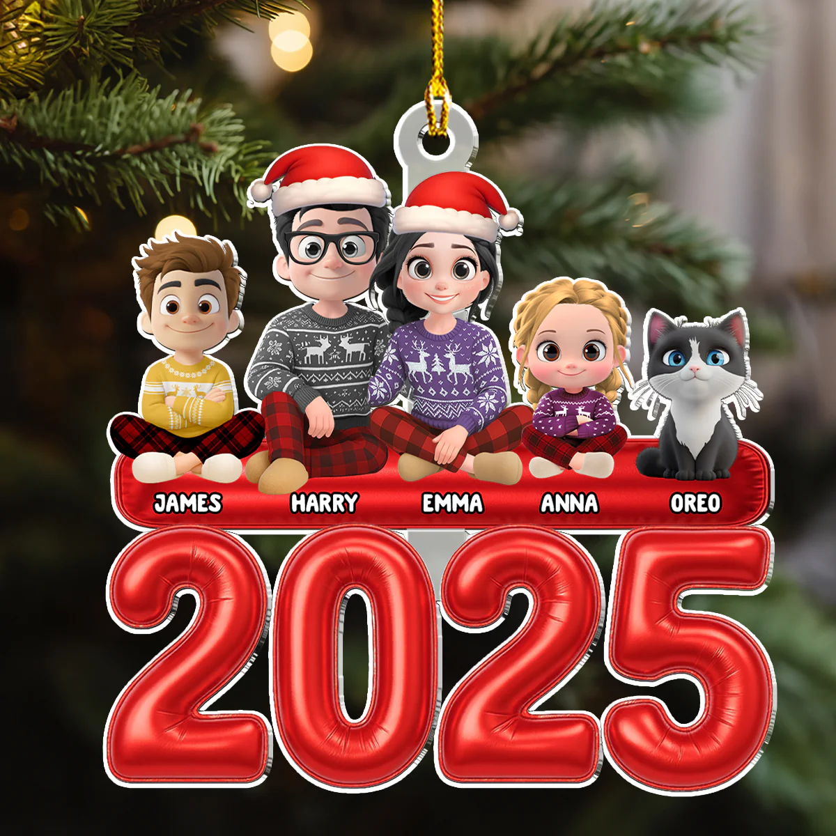Us And Our Lovely Children - Personalized Custom Acrylic Ornament - Image 3