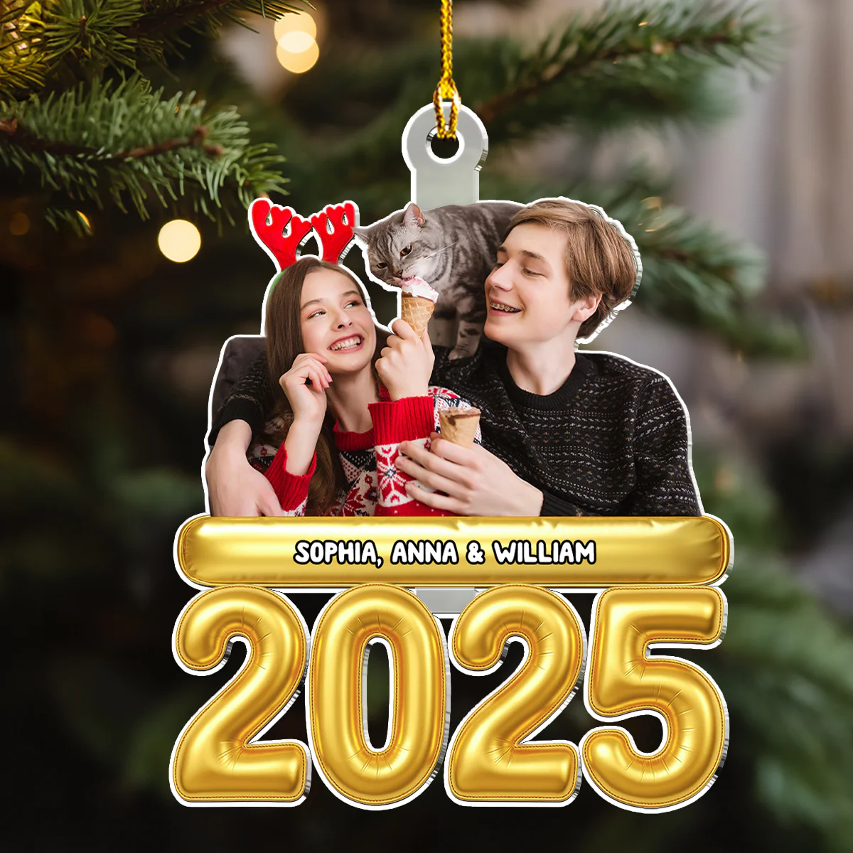 Us And Our Lovely Children Photo - Personalized Custom Acrylic Ornament - Image 2