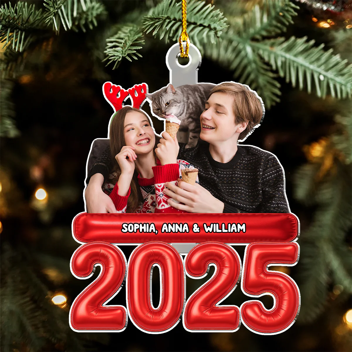Us And Our Lovely Children Photo - Personalized Custom Acrylic Ornament - Image 3