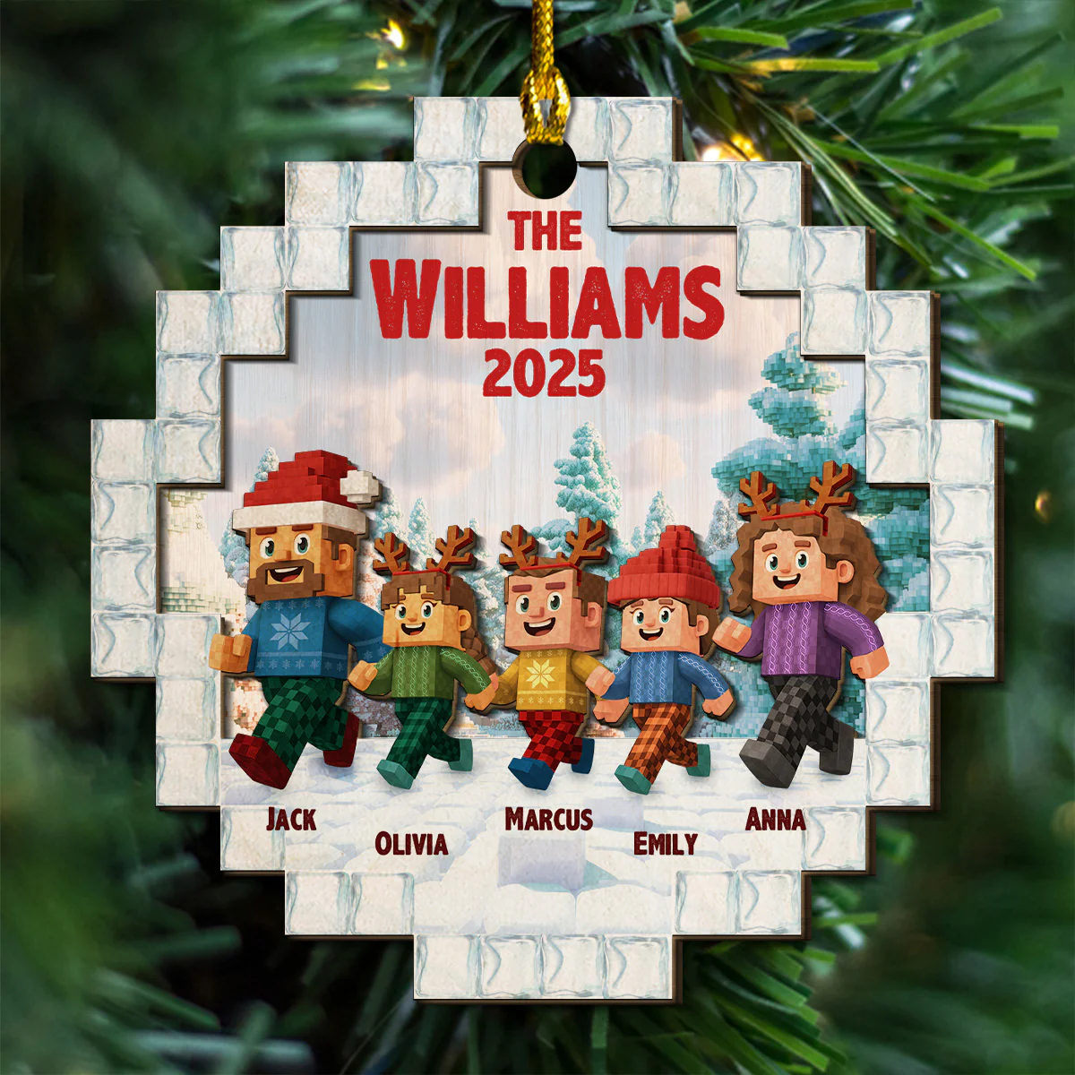 Us As A Family - Personalized Custom 2-layered Wood Ornament - Image 3