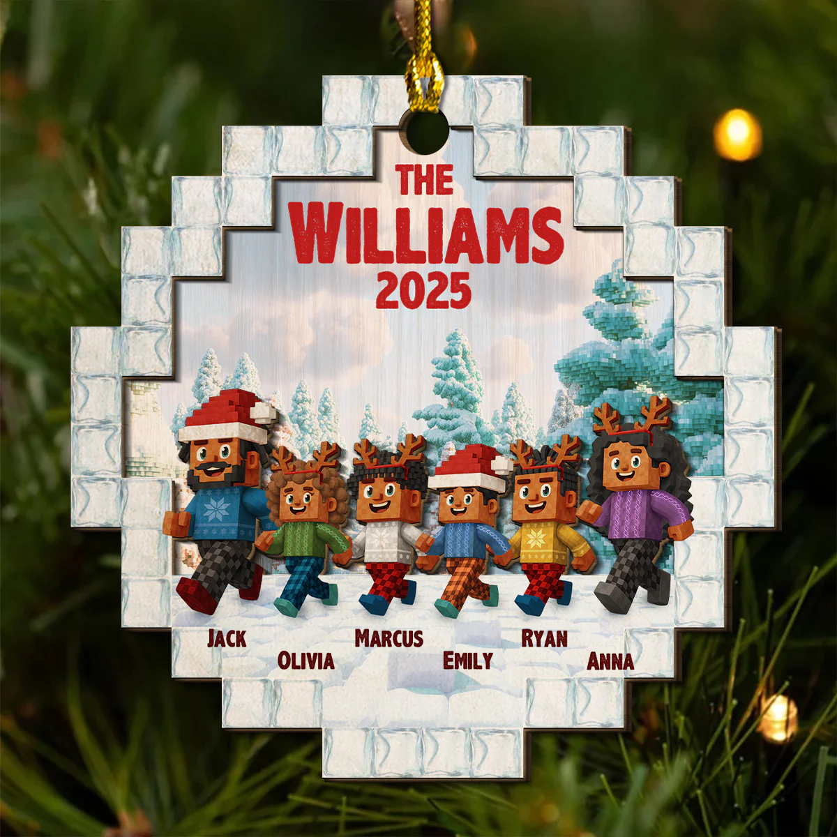 Us As A Family - Personalized Custom 2-layered Wood Ornament - Image 4