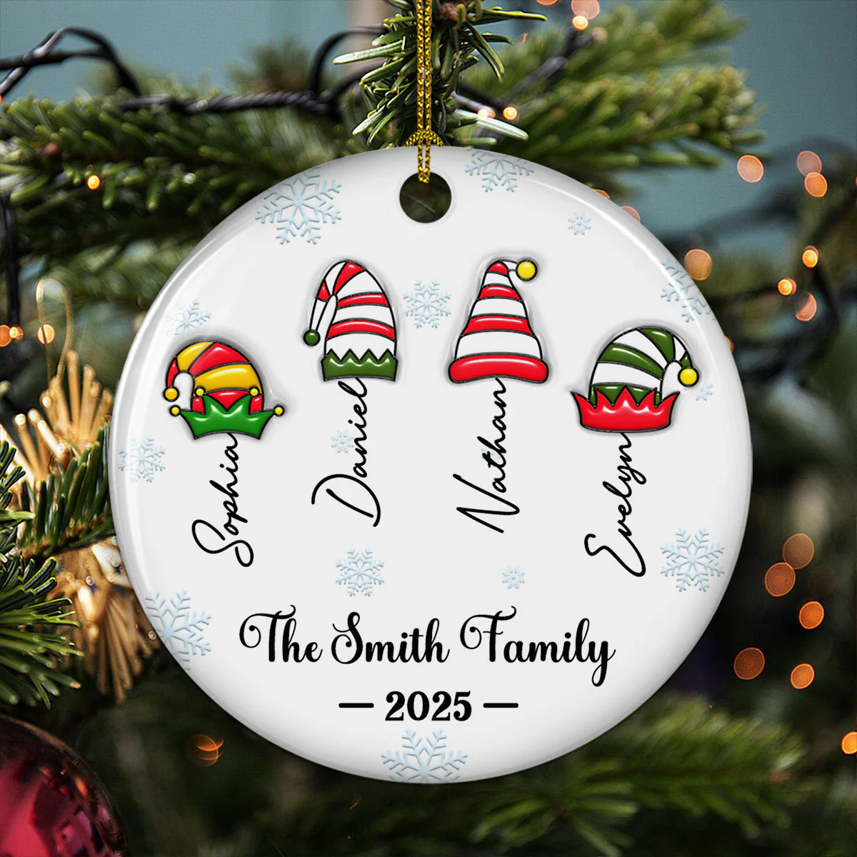 Us As Santas - Personalized Custom 3D Inflated Effect Ceramic Ornament - Image 2