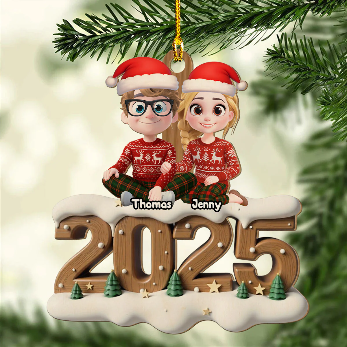 Us From Now Onwards - Personalized Custom 3D Effect Wood Ornament - Image 4