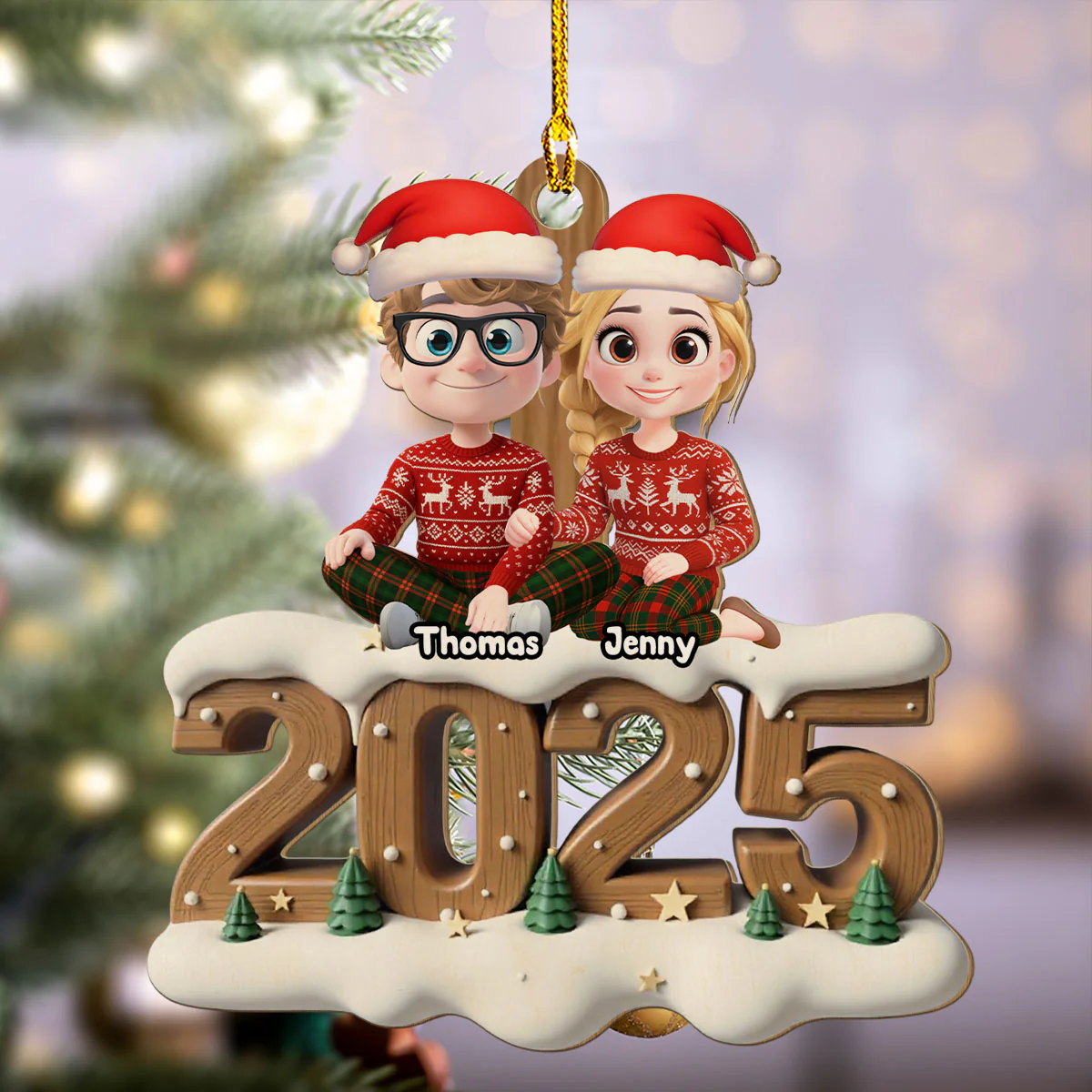Us From Now Onwards - Personalized Custom 3D Effect Wood Ornament - Image 5