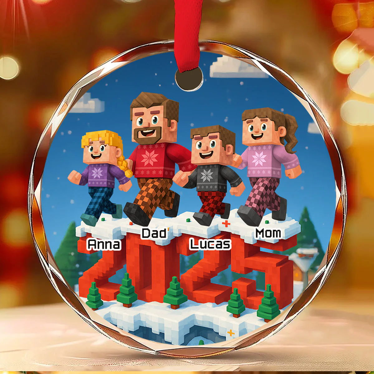 Us In This Year - Personalized Custom 3D Effect Glass Ornament - Image 2