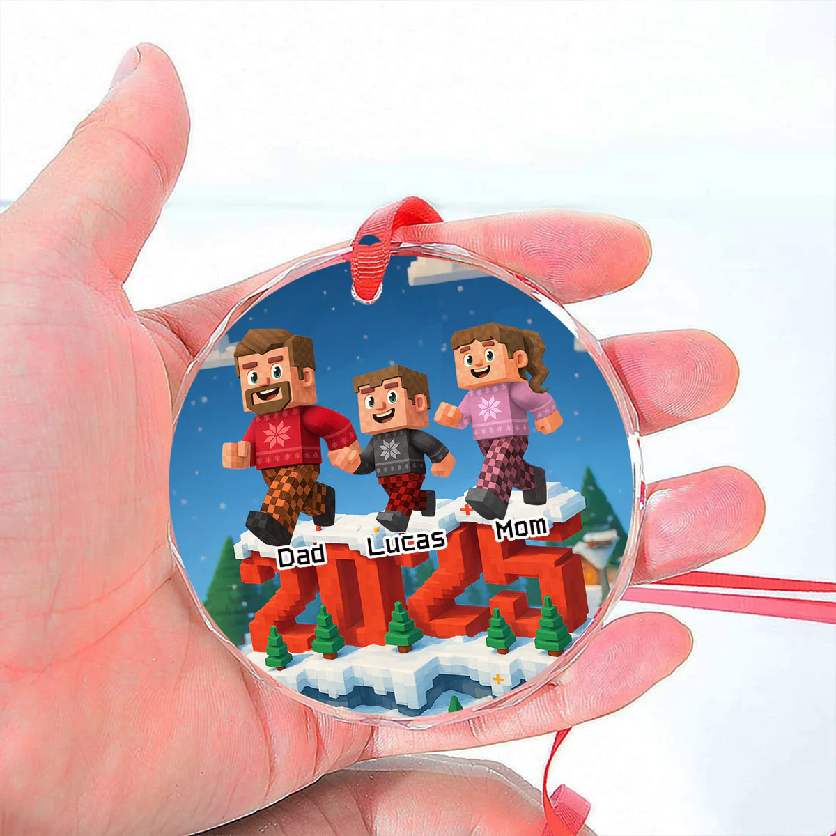 Us In This Year - Personalized Custom 3D Effect Glass Ornament - Image 5