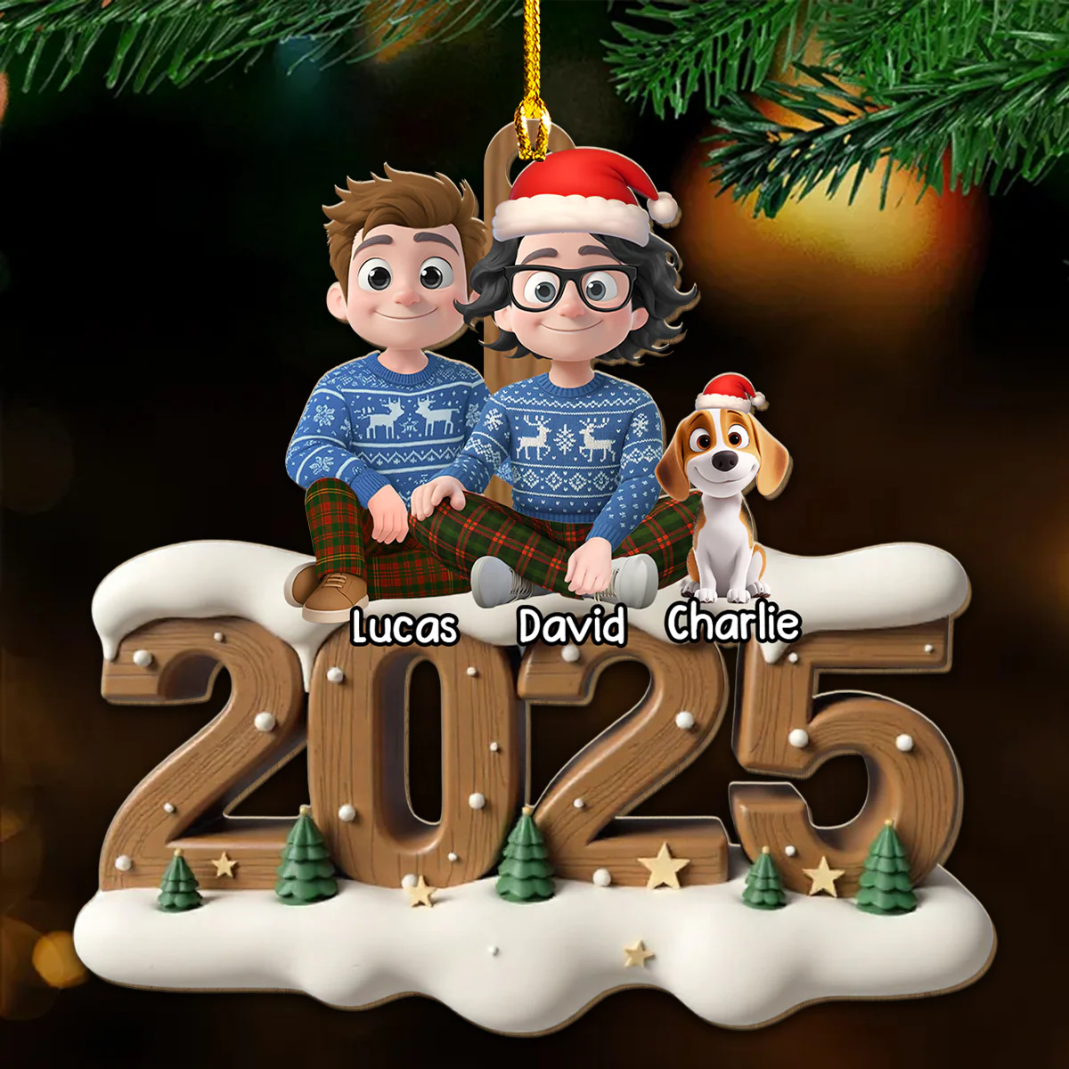 Us Together With Them Onwards - Personalized Custom 3D Effect Wood Ornament - Image 2