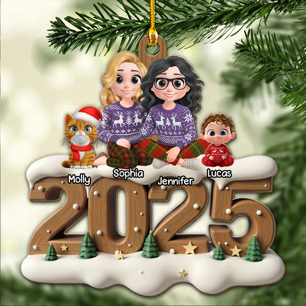 Us Together With Them Onwards - Personalized Custom 3D Effect Wood Ornament - Image 3