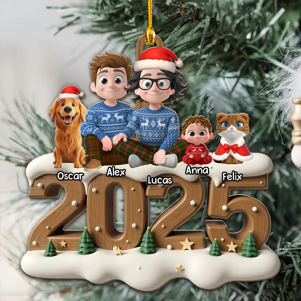 Us Together With Them Onwards - Personalized Custom 3D Effect Wood Ornament - Image 4