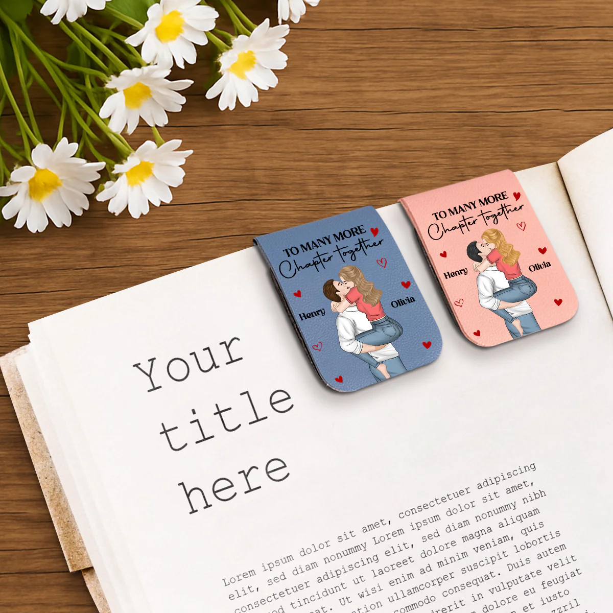 Us With More Chapter - Personalized Custom Leather Bookmark - Image 2