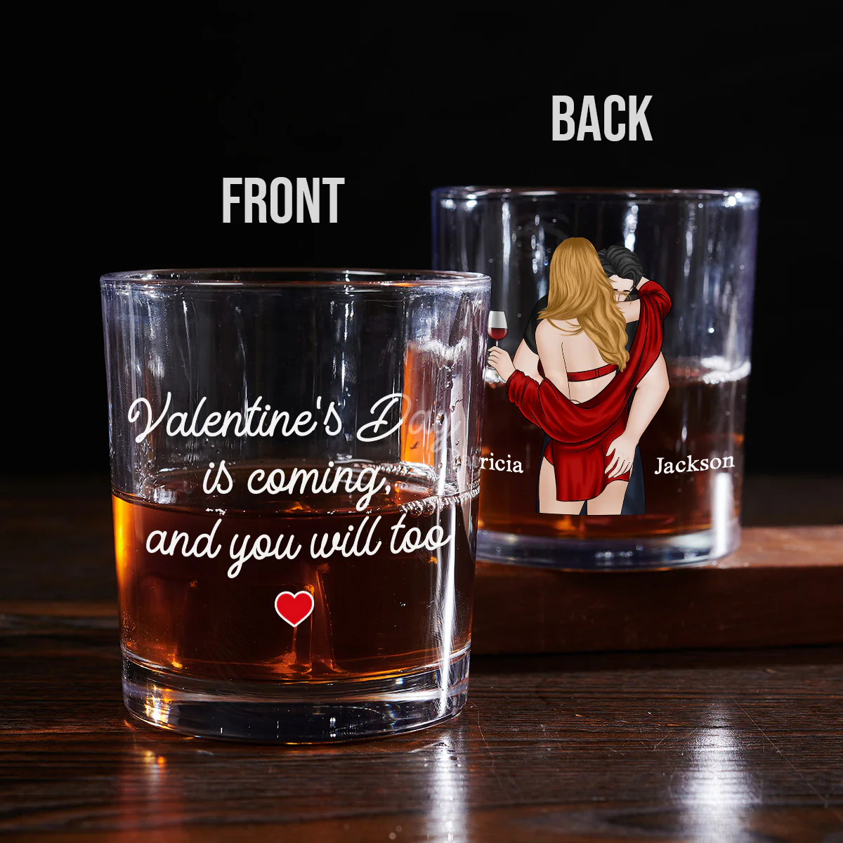 Valentines Day Is Coming - Personalized Custom Whiskey Glass - Image 2