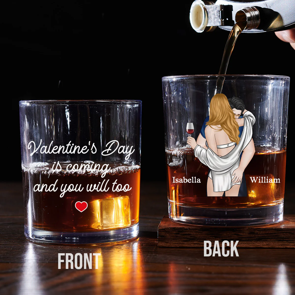 Valentines Day Is Coming - Personalized Custom Whiskey Glass - Image 3