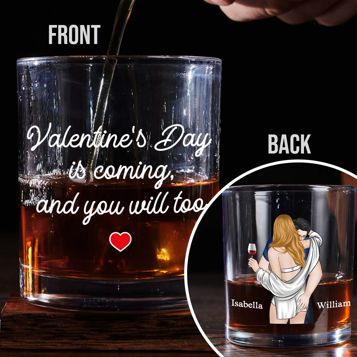 Valentines Day Is Coming - Personalized Custom Whiskey Glass - Image 4