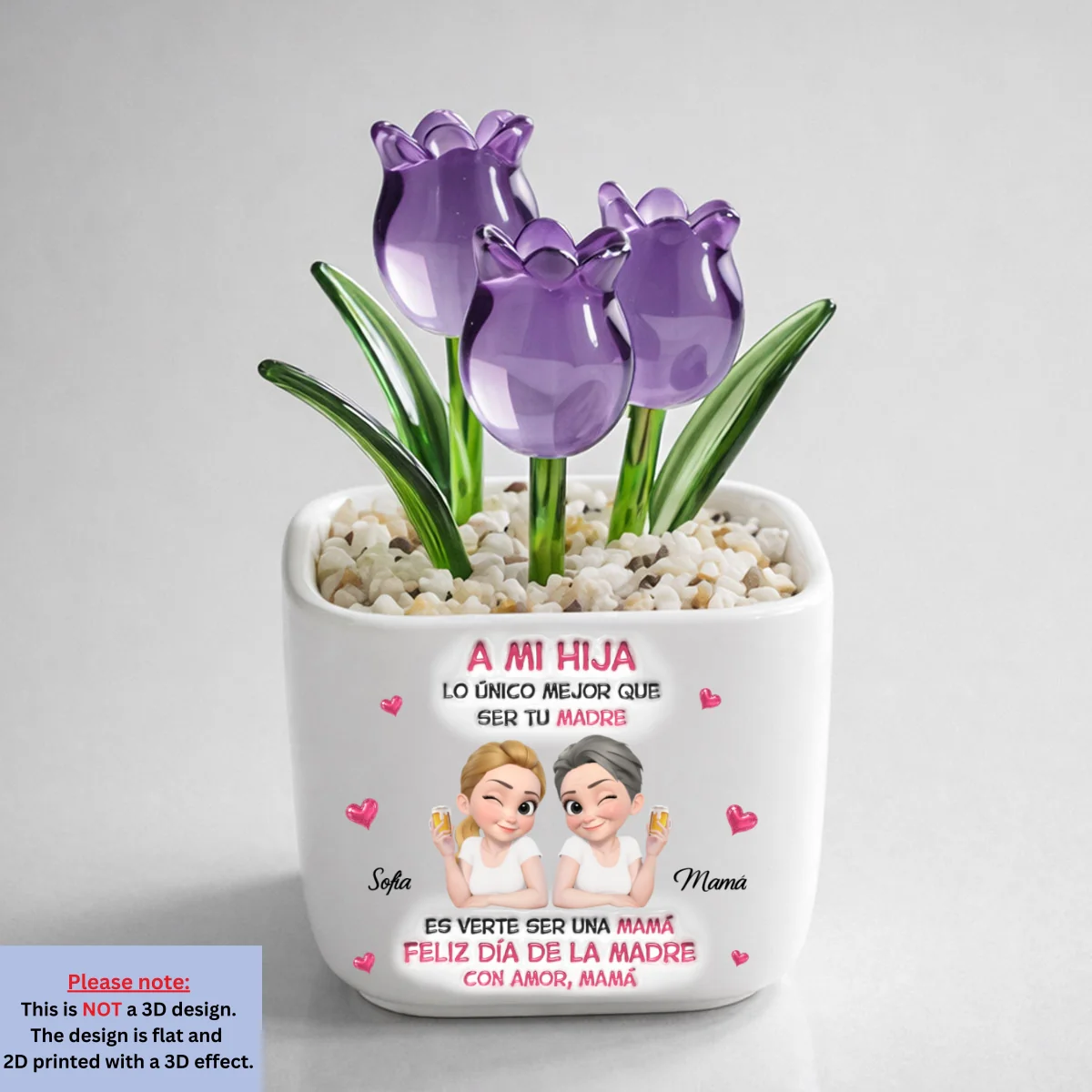 Ver A Mi Hija Ser Mamá - Jarrón Personalizado De Tulipanes Eternos - Image 10
