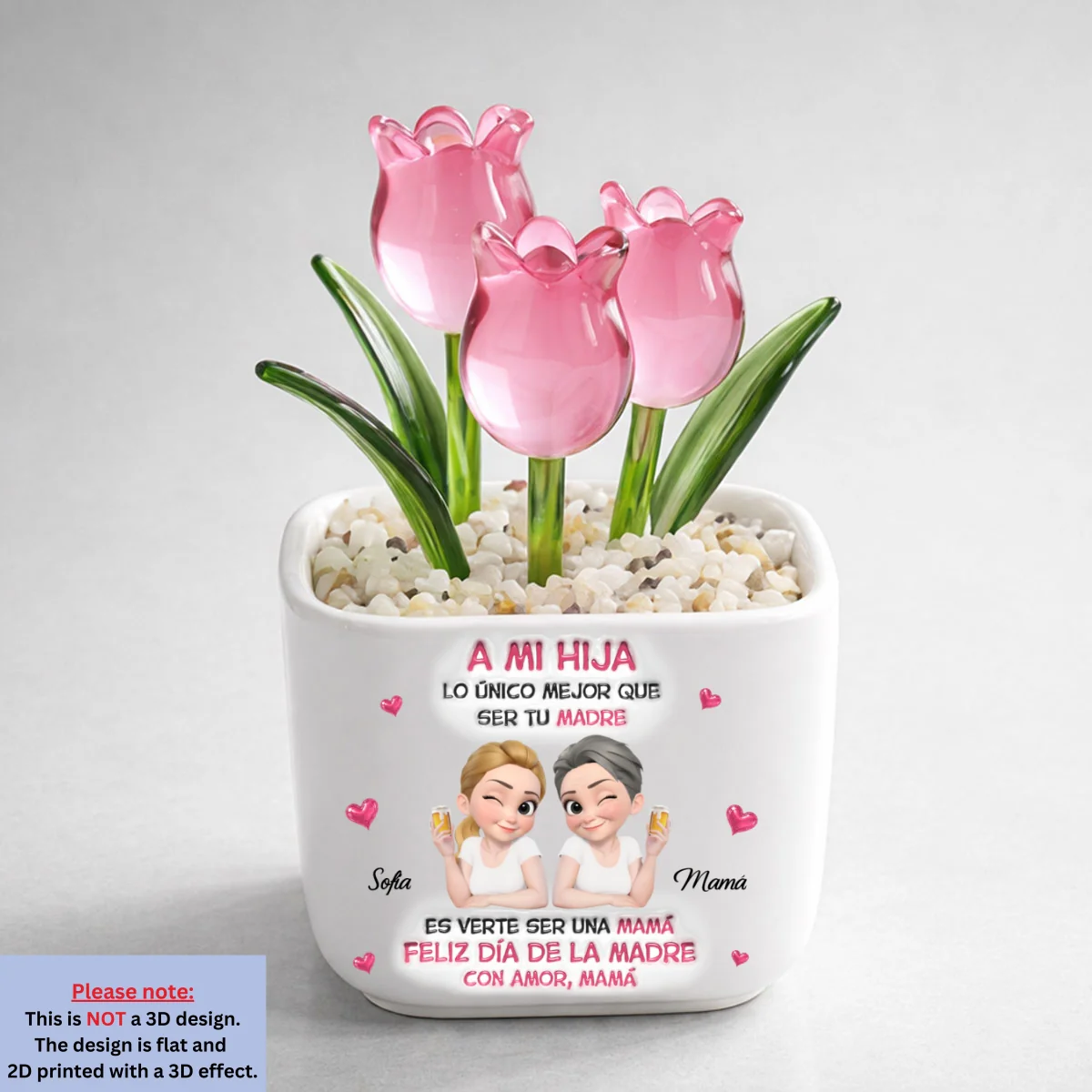 Ver A Mi Hija Ser Mamá - Jarrón Personalizado De Tulipanes Eternos - Image 9