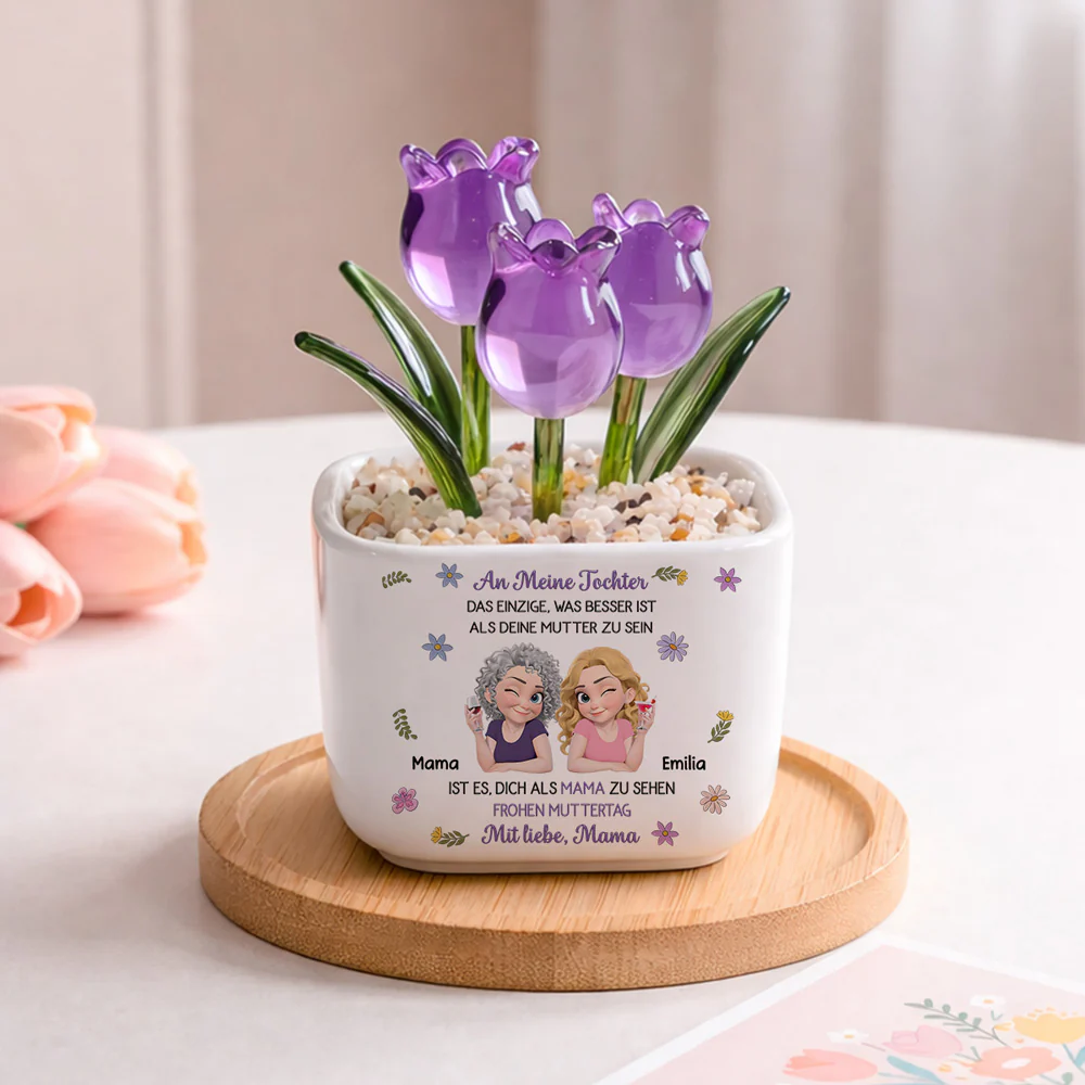 Verbunden Zusammen Cartoon - Personalisierte Glas Ewige Tulpen