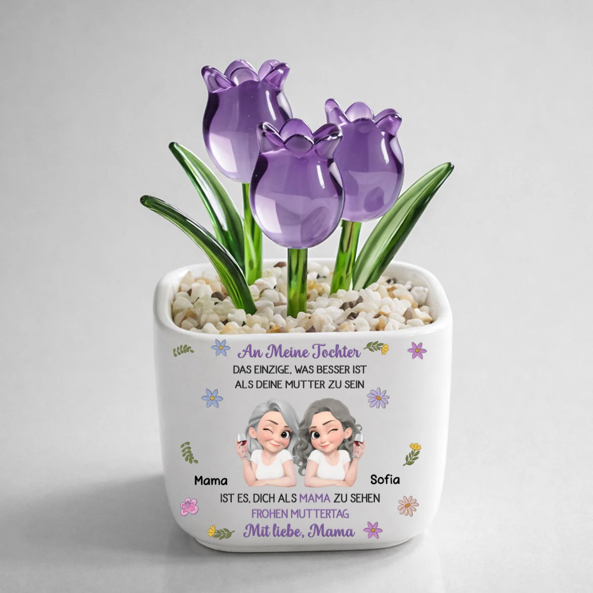 Verbunden Zusammen Cartoon - Personalisierte Glas Ewige Tulpen - Image 10