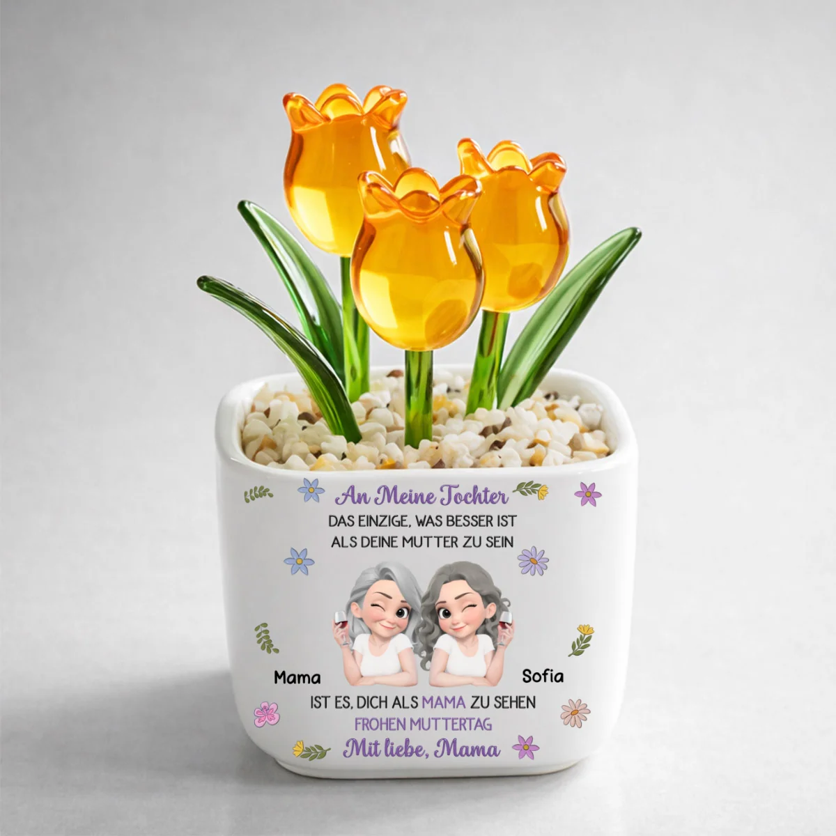 Verbunden Zusammen Cartoon - Personalisierte Glas Ewige Tulpen - Image 11