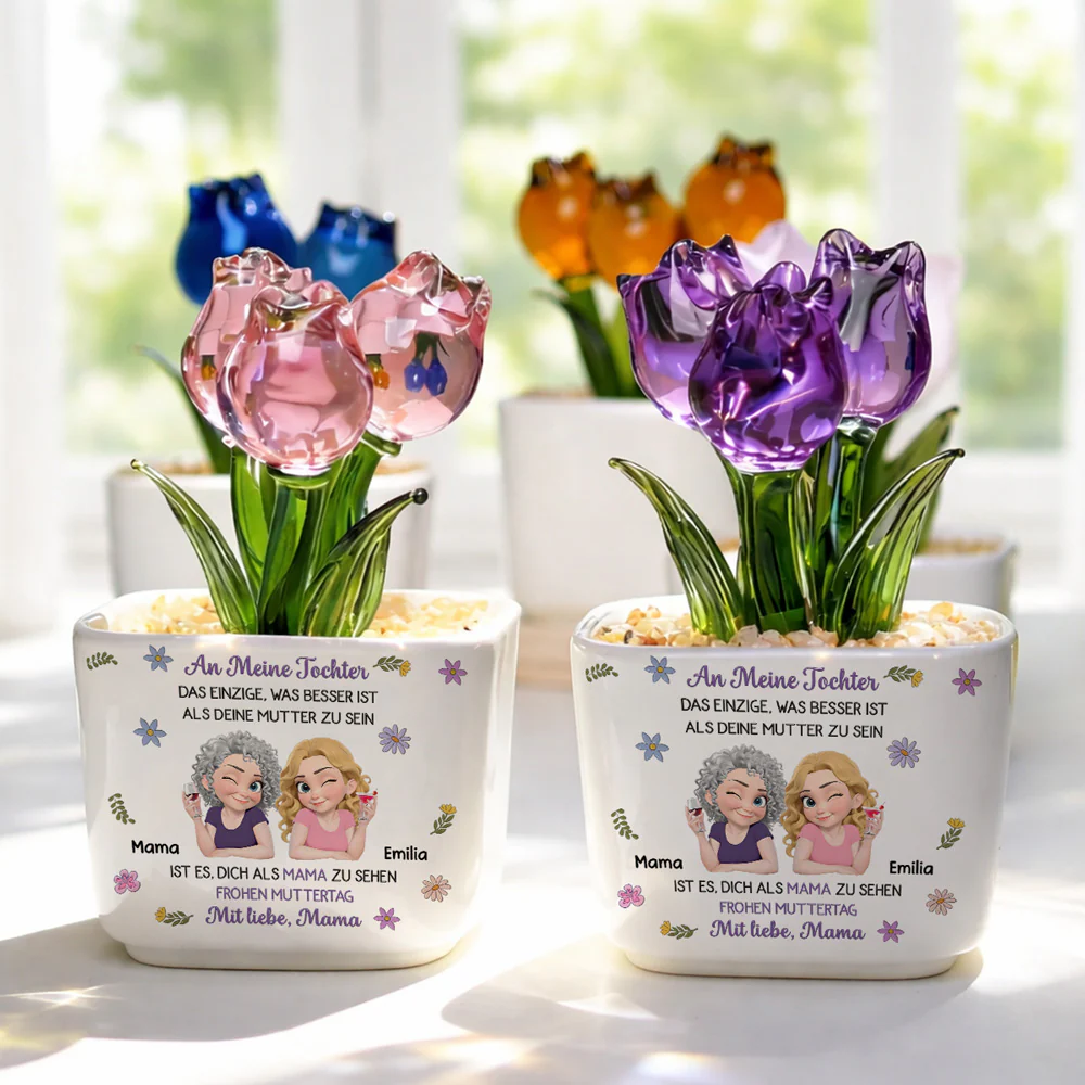 Verbunden Zusammen Cartoon - Personalisierte Glas Ewige Tulpen - Image 3