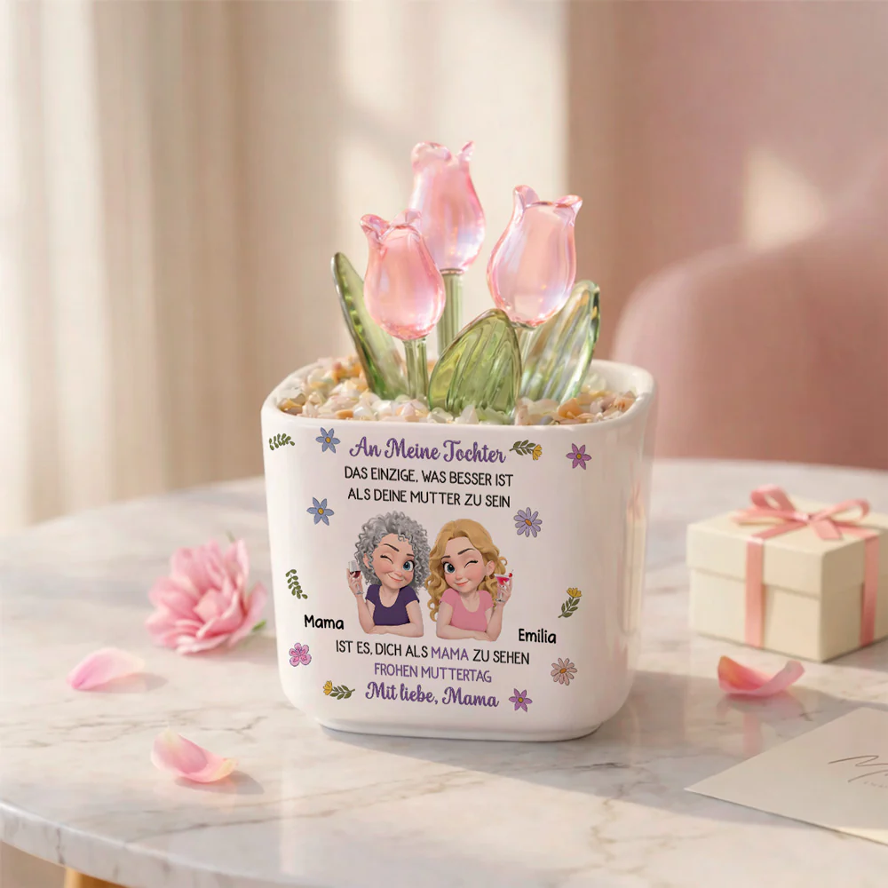 Verbunden Zusammen Cartoon - Personalisierte Glas Ewige Tulpen - Image 6