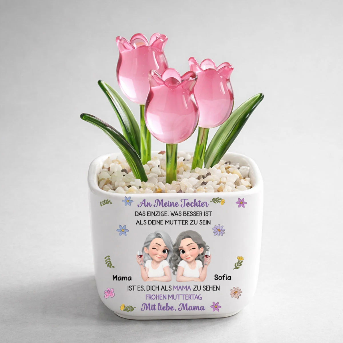 Verbunden Zusammen Cartoon - Personalisierte Glas Ewige Tulpen - Image 9