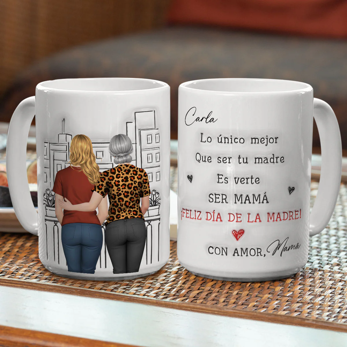 Verte ser una mamá cariñosa - Taza personalizada con efecto inflado 3D - Image 4