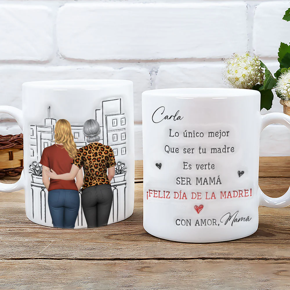 Verte ser una mamá cariñosa - Taza personalizada con efecto inflado 3D - Image 6