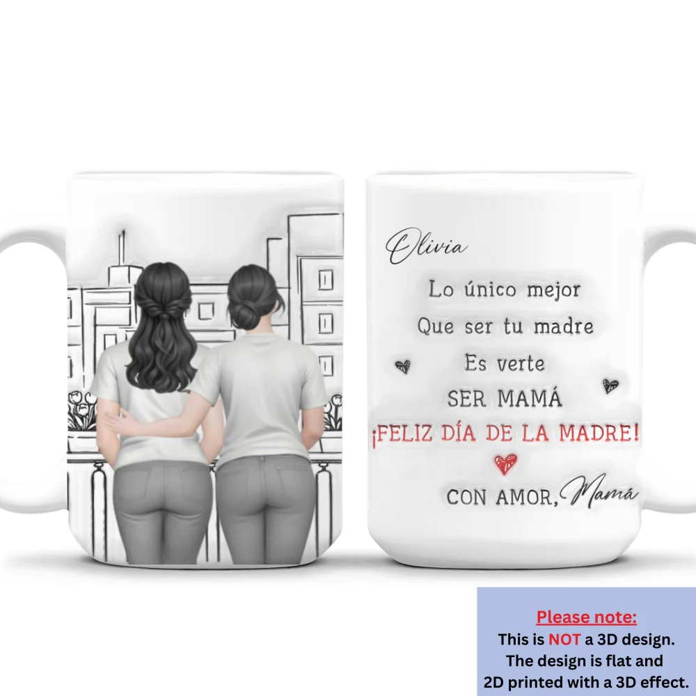 Verte ser una mamá cariñosa - Taza personalizada con efecto inflado 3D - Image 9