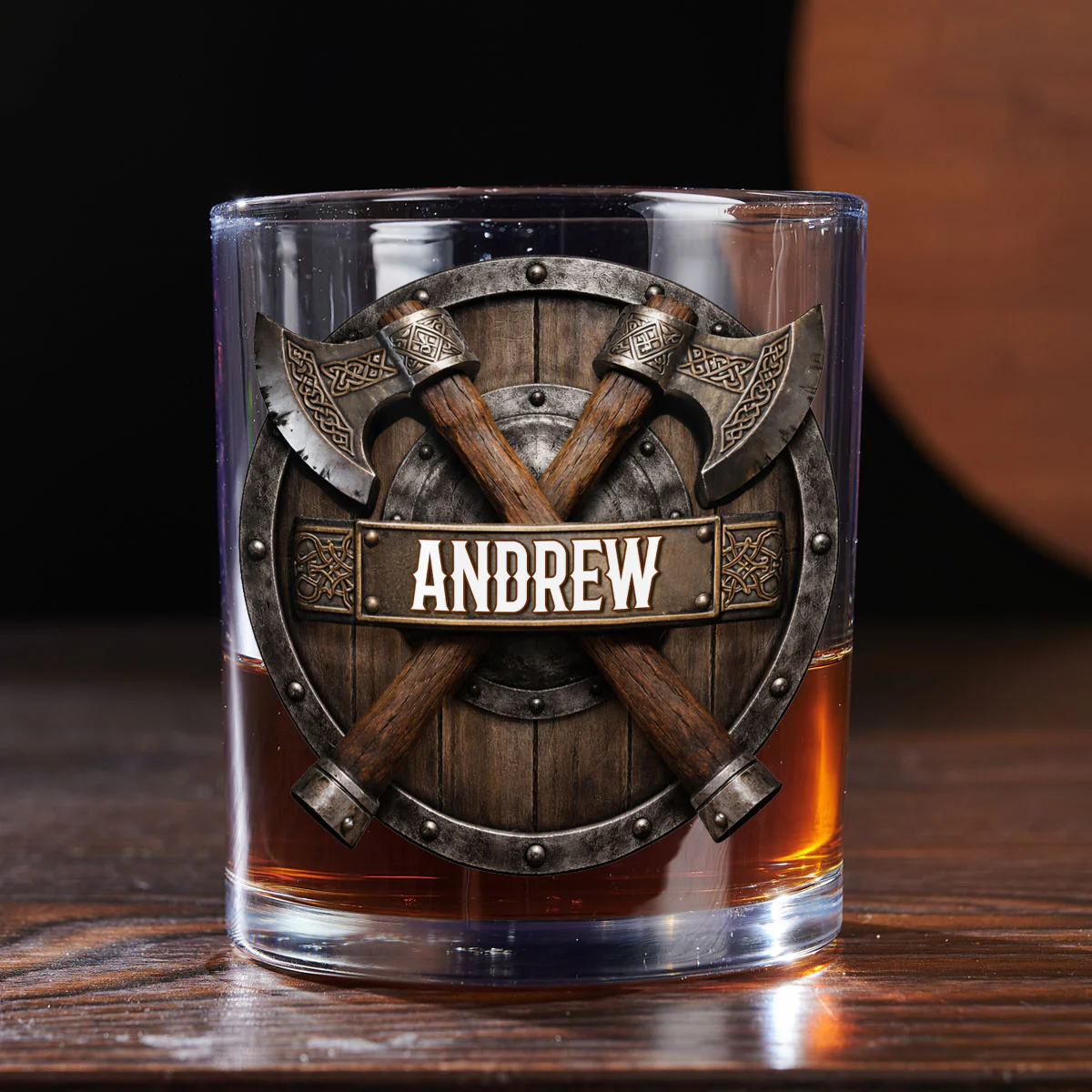 Viking Warrior Shield - Personalized Custom Whiskey Glass - Image 3