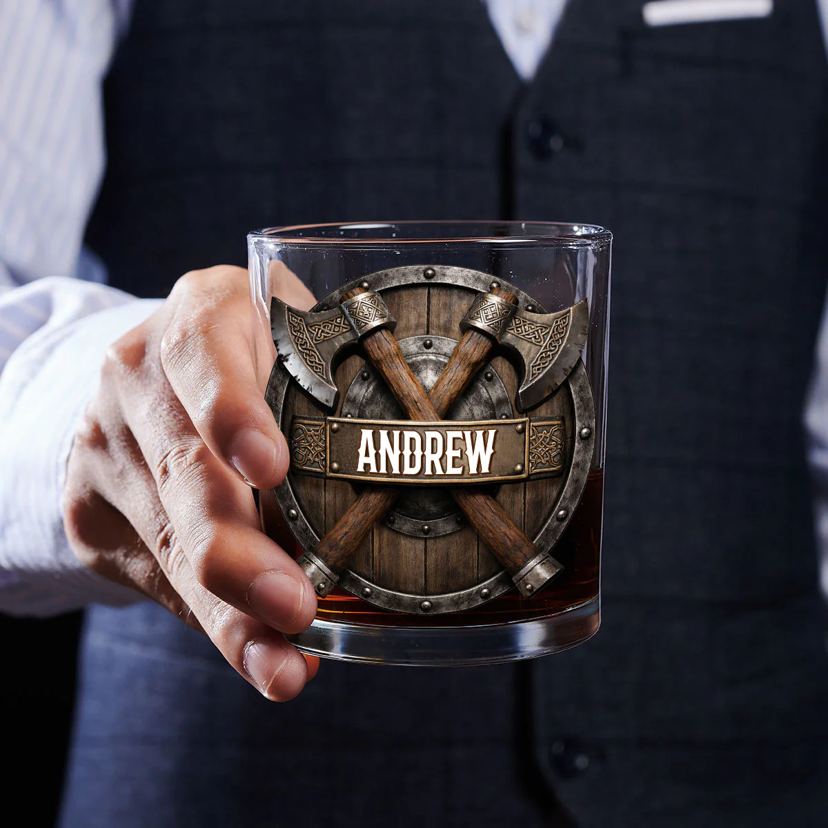 Viking Warrior Shield - Personalized Custom Whiskey Glass - Image 4