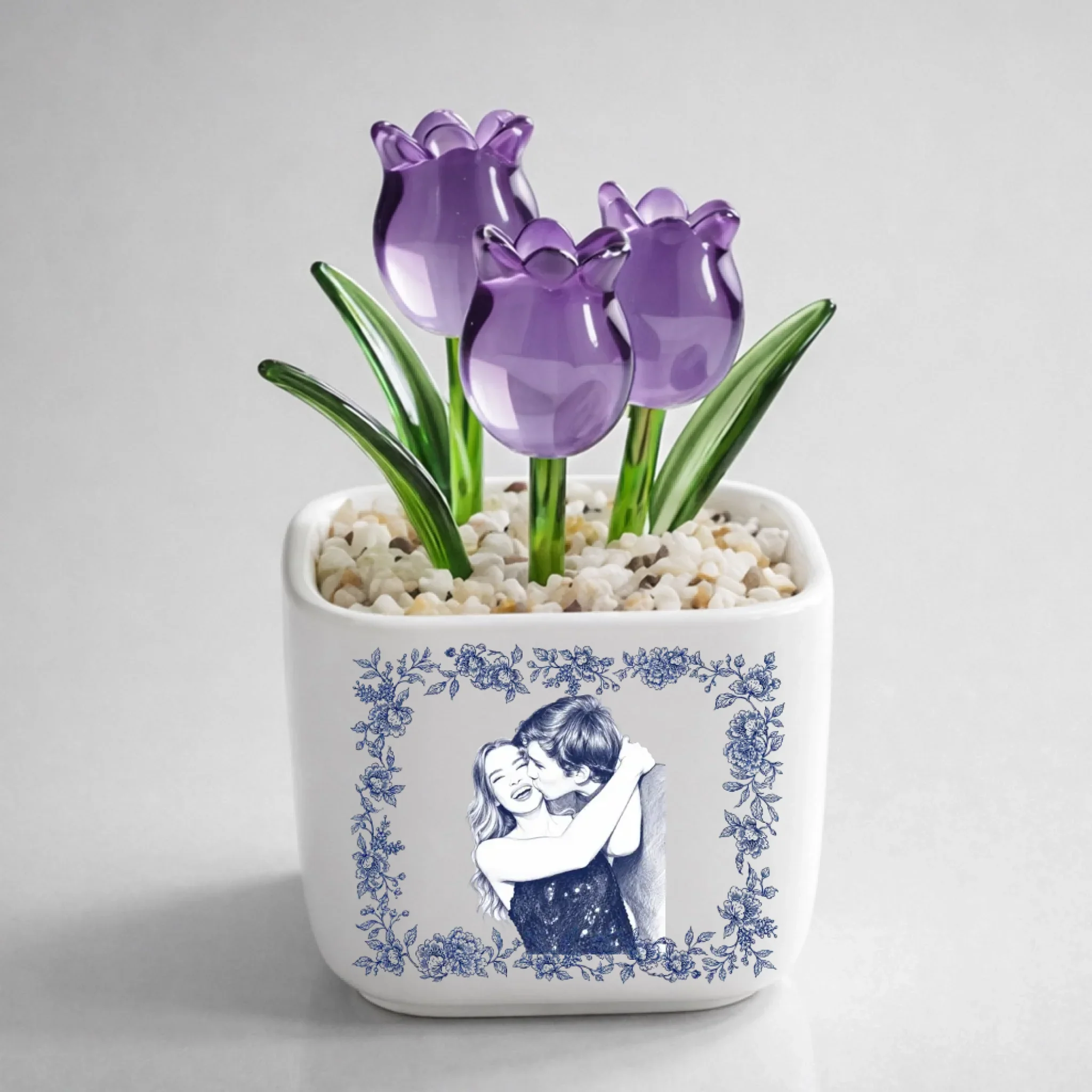 Vintage Couple Photo 2 - Personalized Custom Glass Everlasting Tulips - Image 9
