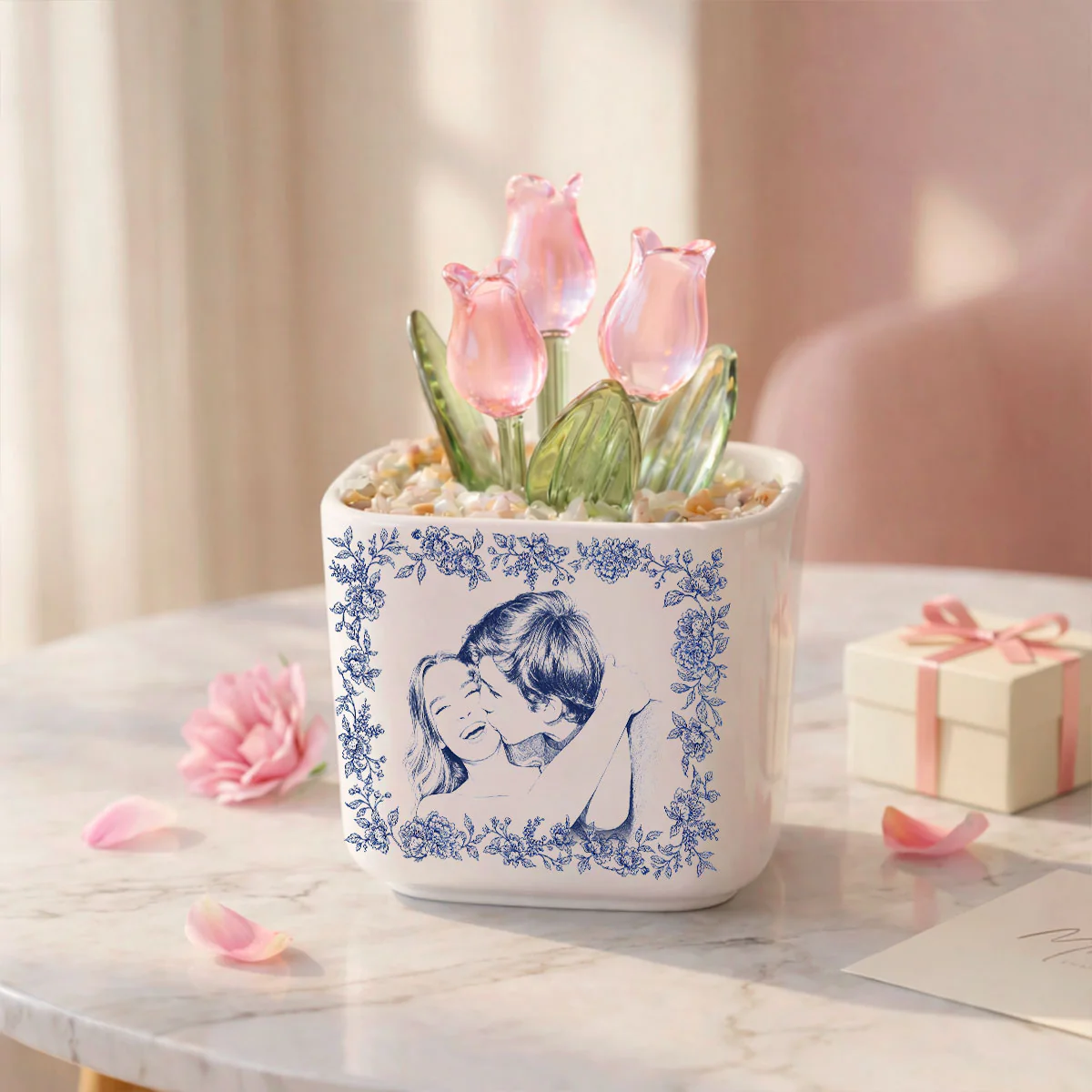 Vintage Couple Photo - Personalized Custom Glass Everlasting Tulips - Image 7