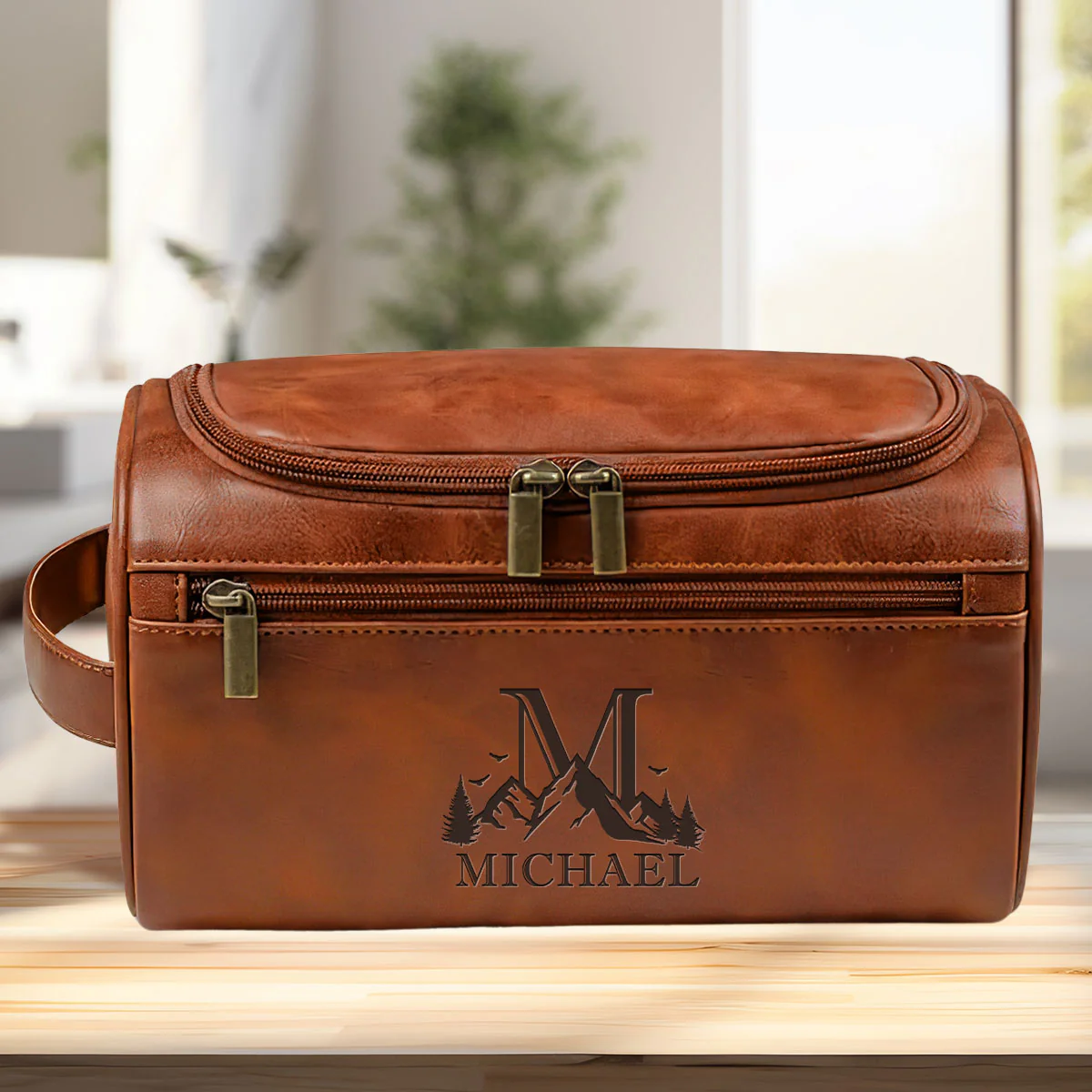 Vintage Legend - Personalized Custom Engraved Leather Toiletry Bag - Image 4