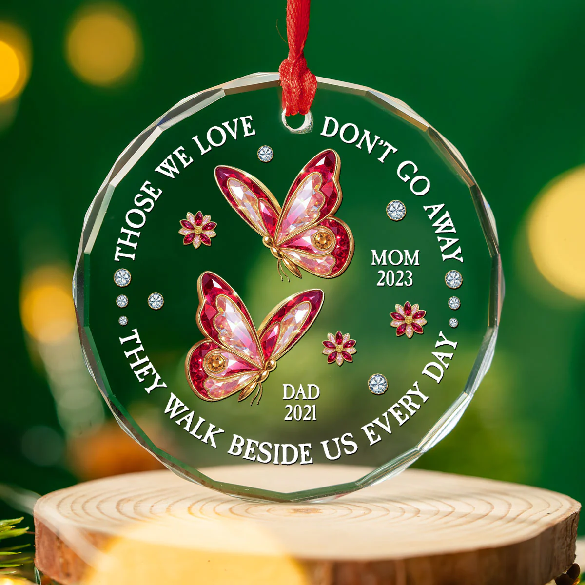Walk Beside Us - Personalized Custom Glass Ornament - Image 2
