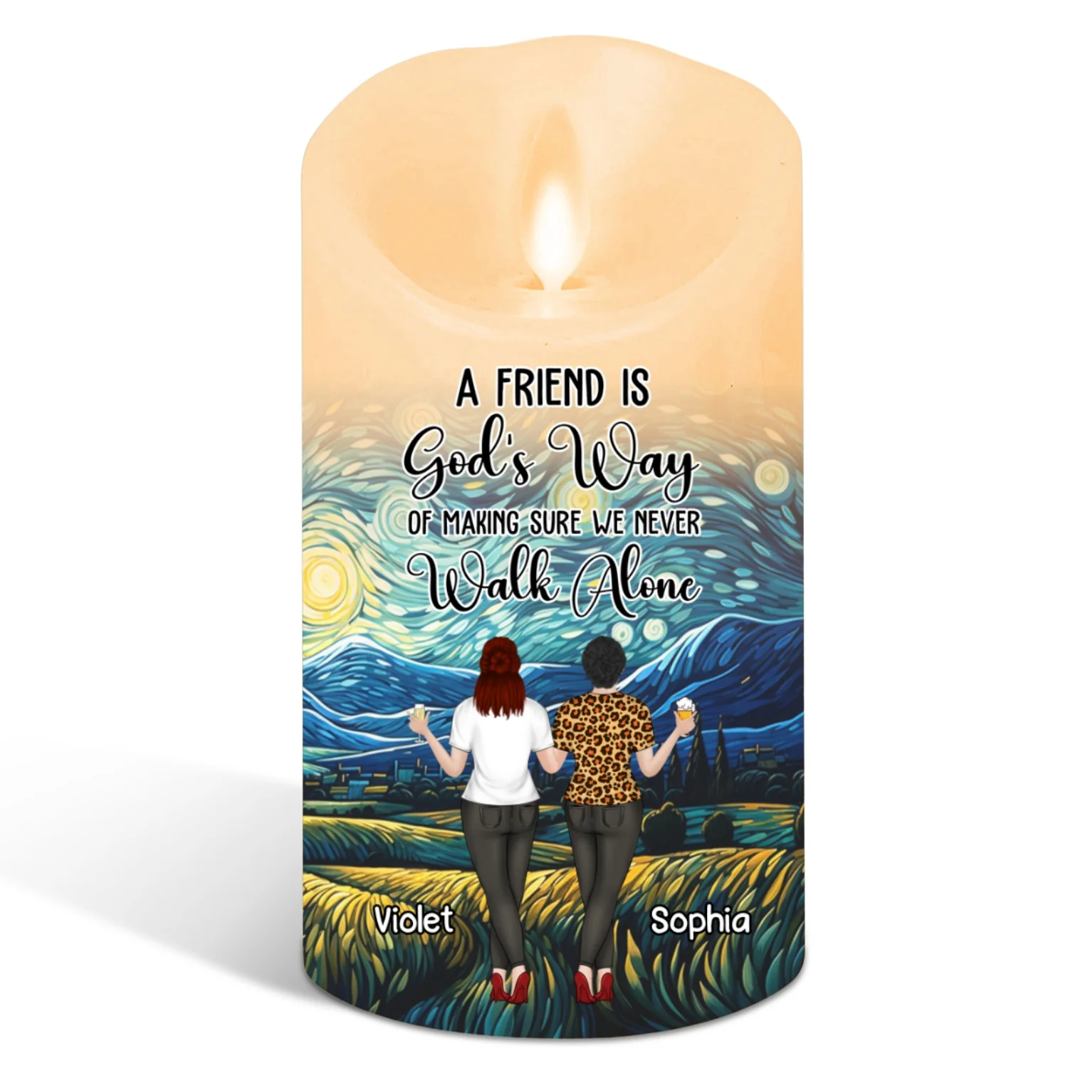 Walk Together Friendship - Personalized Custom LED Candle - Image 6