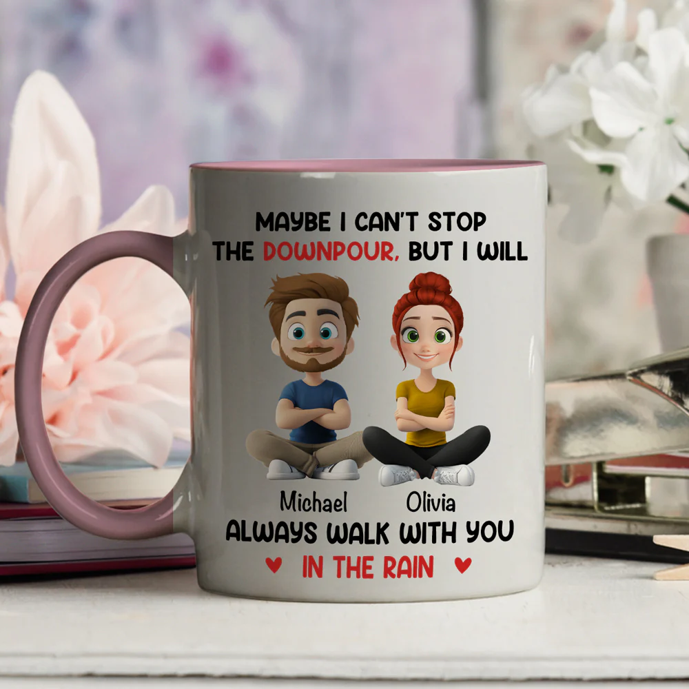 Walk With You In The Rain - Personalized Custom Accent Mug - Image 5
