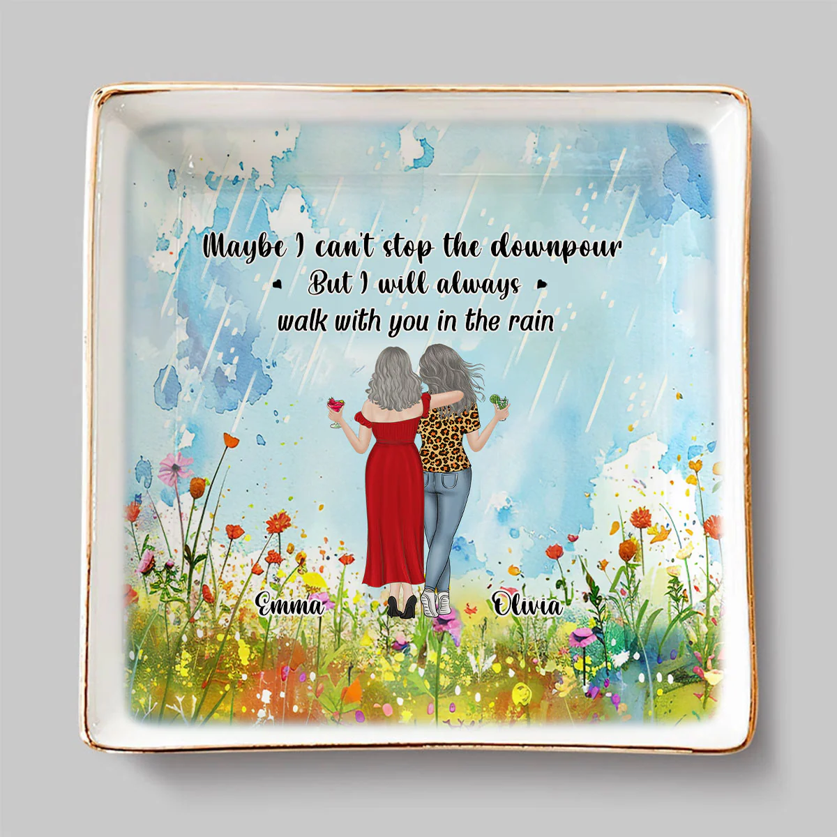 Walk With You In The Rain - Personalized Custom Jewelry Dish - Image 2