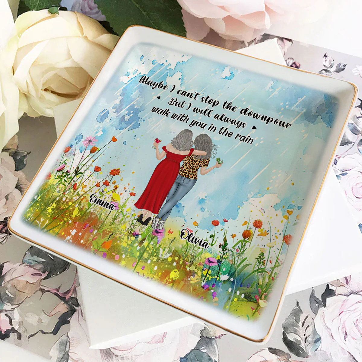 Walk With You In The Rain - Personalized Custom Jewelry Dish - Image 4
