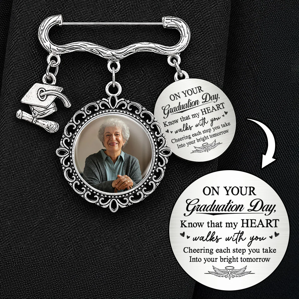 Walks With You - Personalized Custom Graduation Tassel Pin