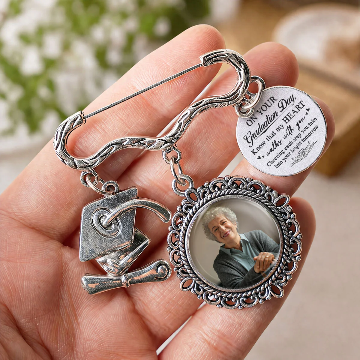 Walks With You - Personalized Custom Graduation Tassel Pin - Image 2